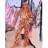 imageEkouaer Satin Pajama Set Womens Silk Short Sleeve V Neck Shirt with Long Pant Soft Loungewear Pjs SetHalloween Orange