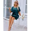 imageEkouaer Satin Silk Nightgown for Women Silky Loose Sleepwear V Neck Nightshirt Short Sleeve Sleep DressBlue