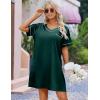imageEkouaer Satin Silk Nightgown for Women Silky Loose Sleepwear V Neck Nightshirt Short Sleeve Sleep DressGreen