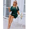 imageEkouaer Satin Silk Nightgown for Women Silky Loose Sleepwear V Neck Nightshirt Short Sleeve Sleep DressGreen