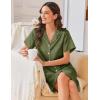 imageEkouaer Silk Nightgowns for Women Button Down Nightshirts Short Sleeve Sleepshirts Sexy Nightdress Satin SleepwearArmy Green