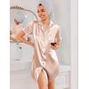 imageEkouaer Silk Nightgowns for Women Button Down Nightshirts Short Sleeve Sleepshirts Sexy Nightdress Satin SleepwearChampagne