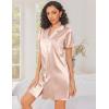 imageEkouaer Silk Nightgowns for Women Button Down Nightshirts Short Sleeve Sleepshirts Sexy Nightdress Satin SleepwearChampagne