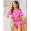 imageEkouaer Silk Nightgowns for Women Button Down Nightshirts Short Sleeve Sleepshirts Sexy Nightdress Satin SleepwearHot Pink Leopard