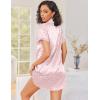 imageEkouaer Silk Nightgowns for Women Button Down Nightshirts Short Sleeve Sleepshirts Sexy Nightdress Satin SleepwearPink Leopard