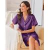 imageEkouaer Silk Nightgowns for Women Button Down Nightshirts Short Sleeve Sleepshirts Sexy Nightdress Satin SleepwearPurple