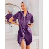 imageEkouaer Silk Nightgowns for Women Button Down Nightshirts Short Sleeve Sleepshirts Sexy Nightdress Satin SleepwearPurple