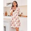 imageEkouaer Silk Nightgowns for Women Button Down Nightshirts Short Sleeve Sleepshirts Sexy Nightdress Satin SleepwearTeddy Bear Cherry
