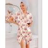 imageEkouaer Silk Nightgowns for Women Button Down Nightshirts Short Sleeve Sleepshirts Sexy Nightdress Satin SleepwearTeddy Bear Cherry