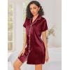 imageEkouaer Silk Nightgowns for Women Button Down Nightshirts Short Sleeve Sleepshirts Sexy Nightdress Satin SleepwearWine Red