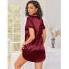 imageEkouaer Silk Nightgowns for Women Button Down Nightshirts Short Sleeve Sleepshirts Sexy Nightdress Satin SleepwearWine Red