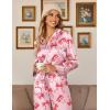 imageEkouaer Silk Satin Pajamas Set Womens Long Sleepwear Button Down 2 Piece Classic Soft Loungewear Pjs SetBow
