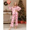 imageEkouaer Silk Satin Pajamas Set Womens Long Sleepwear Button Down 2 Piece Classic Soft Loungewear Pjs SetBow