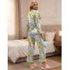 imageEkouaer Silk Satin Pajamas Set Womens Long Sleepwear Button Down 2 Piece Classic Soft Loungewear Pjs SetFloral