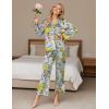 imageEkouaer Silk Satin Pajamas Set Womens Long Sleepwear Button Down 2 Piece Classic Soft Loungewear Pjs SetFloral
