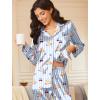 imageEkouaer Silk Satin Pajamas for Women Teddy Bear Pjs Set Button Down Long Sleeve Loungewear Cute Sleepwear SXXLBlue Stripe Teddy