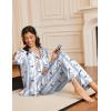 imageEkouaer Silk Satin Pajamas for Women Teddy Bear Pjs Set Button Down Long Sleeve Loungewear Cute Sleepwear SXXLBow Teddy