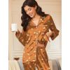 imageEkouaer Silk Satin Pajamas for Women Teddy Bear Pjs Set Button Down Long Sleeve Loungewear Cute Sleepwear SXXLBrown Teddy