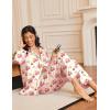 imageEkouaer Silk Satin Pajamas for Women Teddy Bear Pjs Set Button Down Long Sleeve Loungewear Cute Sleepwear SXXLCherry Teddy