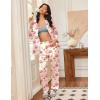 imageEkouaer Silk Satin Pajamas for Women Teddy Bear Pjs Set Button Down Long Sleeve Loungewear Cute Sleepwear SXXLCherry Teddy