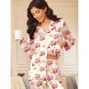 imageEkouaer Silk Satin Pajamas for Women Teddy Bear Pjs Set Button Down Long Sleeve Loungewear Cute Sleepwear SXXLCherry Teddy