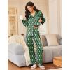 imageEkouaer Silk Satin Pajamas for Women Teddy Bear Pjs Set Button Down Long Sleeve Loungewear Cute Sleepwear SXXLGreen Christmas Teddy
