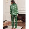 imageEkouaer Silk Satin Pajamas for Women Teddy Bear Pjs Set Button Down Long Sleeve Loungewear Cute Sleepwear SXXLGreen Christmas Teddy
