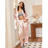 imageEkouaer Silk Satin Pajamas for Women Teddy Bear Pjs Set Button Down Long Sleeve Loungewear Cute Sleepwear SXXLHeart Teddy