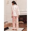 imageEkouaer Silk Satin Pajamas for Women Teddy Bear Pjs Set Button Down Long Sleeve Loungewear Cute Sleepwear SXXLHeart Teddy