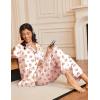 imageEkouaer Silk Satin Pajamas for Women Teddy Bear Pjs Set Button Down Long Sleeve Loungewear Cute Sleepwear SXXLHeart Teddy