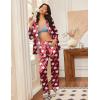 imageEkouaer Silk Satin Pajamas for Women Teddy Bear Pjs Set Button Down Long Sleeve Loungewear Cute Sleepwear SXXLRed Teddy