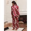imageEkouaer Silk Satin Pajamas for Women Teddy Bear Pjs Set Button Down Long Sleeve Loungewear Cute Sleepwear SXXLRed Teddy