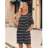 imageEkouaer Sleep Shirts for Women Nightgown Short Sleeves T shirt Night Dress Round Neck Womans Nightgown with Pocket SXXLBlack Stripe