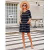imageEkouaer Sleep Shirts for Women Nightgown Short Sleeves T shirt Night Dress Round Neck Womans Nightgown with Pocket SXXLBlack Stripe