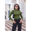 imageEkouaer Turtleneck Shirt Women Long Sleeve Mock Neck Slim Fit Tops Thermal Base Layer Soft Lightweight Stretch UndershirtsArmy Green