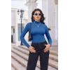 imageEkouaer Turtleneck Shirt Women Long Sleeve Mock Neck Slim Fit Tops Thermal Base Layer Soft Lightweight Stretch UndershirtsBright Blue