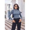 imageEkouaer Turtleneck Shirt Women Long Sleeve Mock Neck Slim Fit Tops Thermal Base Layer Soft Lightweight Stretch UndershirtsGray Blue