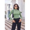 imageEkouaer Turtleneck Shirt Women Long Sleeve Mock Neck Slim Fit Tops Thermal Base Layer Soft Lightweight Stretch UndershirtsLight Green