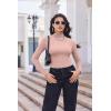 imageEkouaer Turtleneck Shirt Women Long Sleeve Mock Neck Slim Fit Tops Thermal Base Layer Soft Lightweight Stretch UndershirtsLight Pink