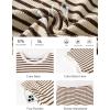 imageEkouaer Waffle Knit Lounge Set Women Stripe Pajama Sets Short Sleeve Pj Tops and Shorts Matching loungewear with PocketsBeige Striped