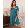 imageEkouaer Women Nightgowns Short Sleeve Sleepwear Soft Pajama Dress Sleep Shirt Nightshirt S2XLBlue Green