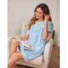 imageEkouaer Women Nightgowns Short Sleeve Sleepwear Soft Pajama Dress Sleep Shirt Nightshirt S2XLLight Blue Print
