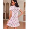 imageEkouaer Women Nightgowns Short Sleeve Sleepwear Soft Pajama Dress Sleep Shirt Nightshirt S2XLPink Floral