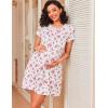 imageEkouaer Women Nightgowns Short Sleeve Sleepwear Soft Pajama Dress Sleep Shirt Nightshirt S2XLPink Floral