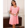 imageEkouaer Women Nightgowns Short Sleeve Sleepwear Soft Pajama Dress Sleep Shirt Nightshirt S2XLPink Flower