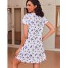 imageEkouaer Women Nightgowns Short Sleeve Sleepwear Soft Pajama Dress Sleep Shirt Nightshirt S2XLPurple Floral