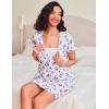 imageEkouaer Women Nightgowns Short Sleeve Sleepwear Soft Pajama Dress Sleep Shirt Nightshirt S2XLPurple Floral