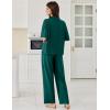 imageEkouaer Women Pajamas Set Button Down Sleepwear Short Sleeve Pjs Soft Comfy Nightwear with Long Pants SXXLDark Green