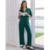 imageEkouaer Women Pajamas Set Button Down Sleepwear Short Sleeve Pjs Soft Comfy Nightwear with Long Pants SXXLDark Green