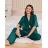 imageEkouaer Women Pajamas Set Button Down Sleepwear Short Sleeve Pjs Soft Comfy Nightwear with Long Pants SXXLDark Green